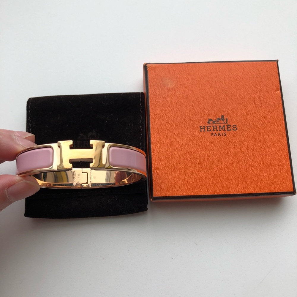 Hermès Bracelet Clic H Light Pink Enamel RoseGold